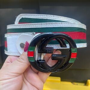 Gucci White Leather Belt